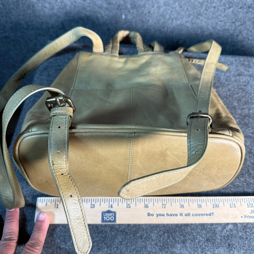 Tommy‎ Bahama Leather Backpack Olive Tan Braided Handle Small Travel Bag
